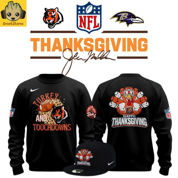 Cincinnati Bengals Happy Thanksgiving Turkey And Touchdowns Hoodie Shirt