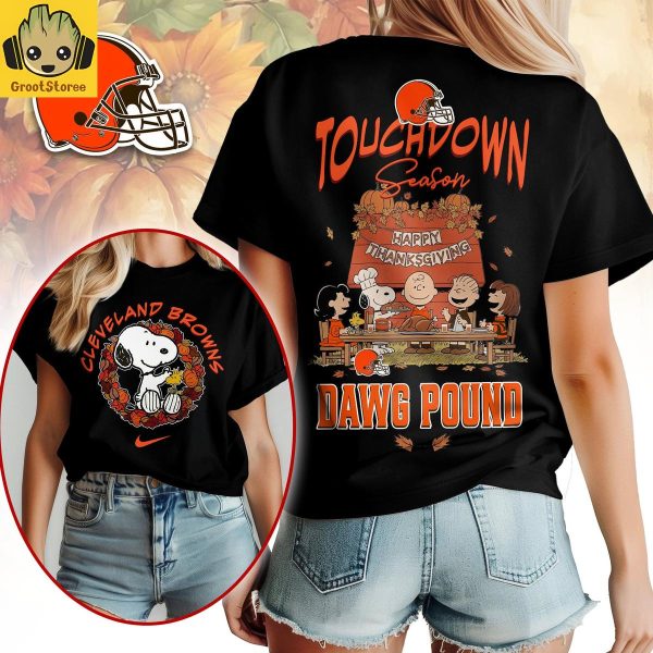 Cleveland Browns x Snoopy Peanuts Thanksgiving Touchdown Season Shirt