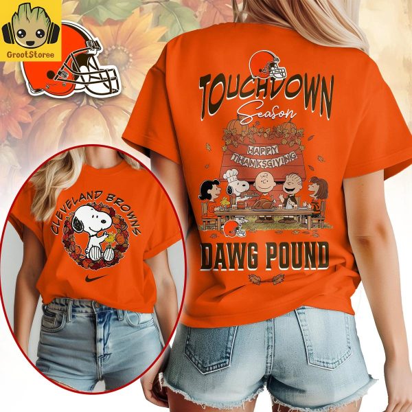 Cleveland Browns x Snoopy Peanuts Thanksgiving Touchdown Season Shirt