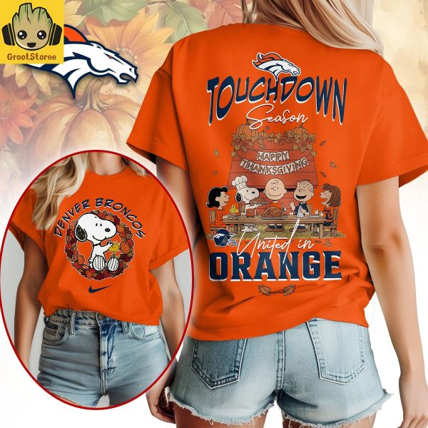 Denver Broncos x Snoopy Peanuts Thanksgiving Touchdown Season Shirt