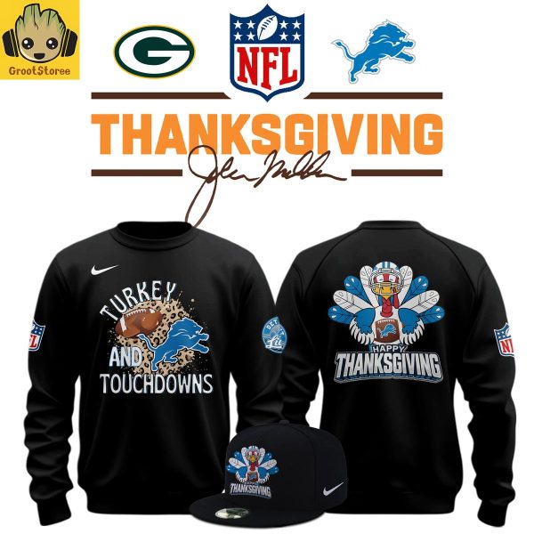 Detroit Lions Happy Thanksgiving Turkey And Touchdowns Hoodie Shirt