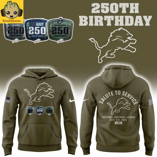 Detroit Lions Salute To Service 250th Birthday Hoodie Shirt