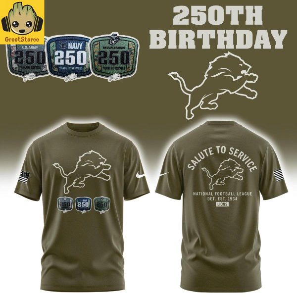 Detroit Lions Salute To Service 250th Birthday Hoodie Shirt