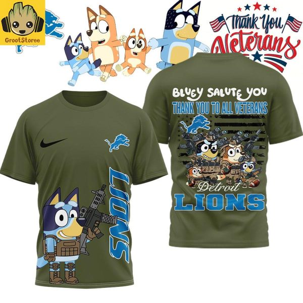 Detroit Lions x Bluey Salute Veterans Shirt