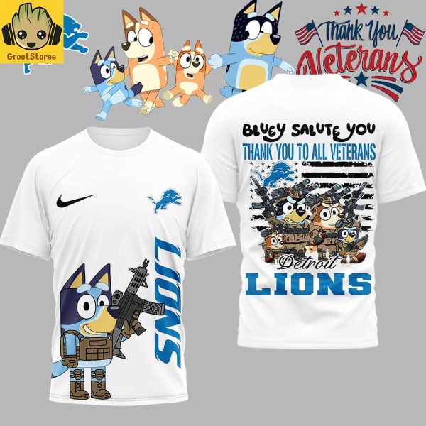 Detroit Lions x Bluey Salute Veterans Shirt