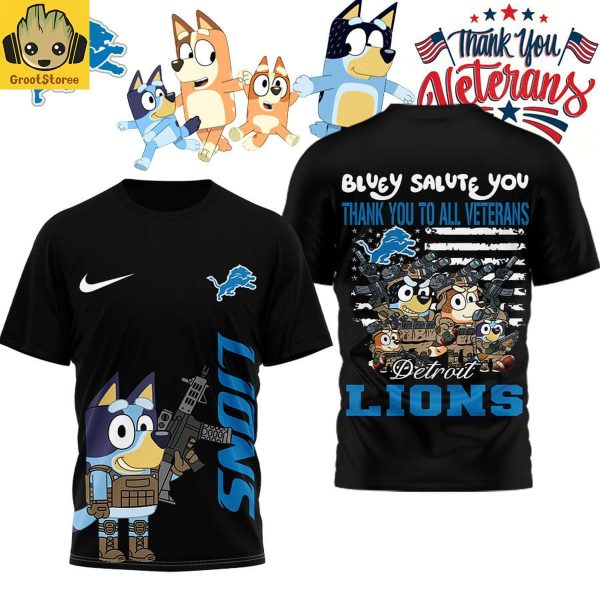Detroit Lions x Bluey Salute Veterans Shirt