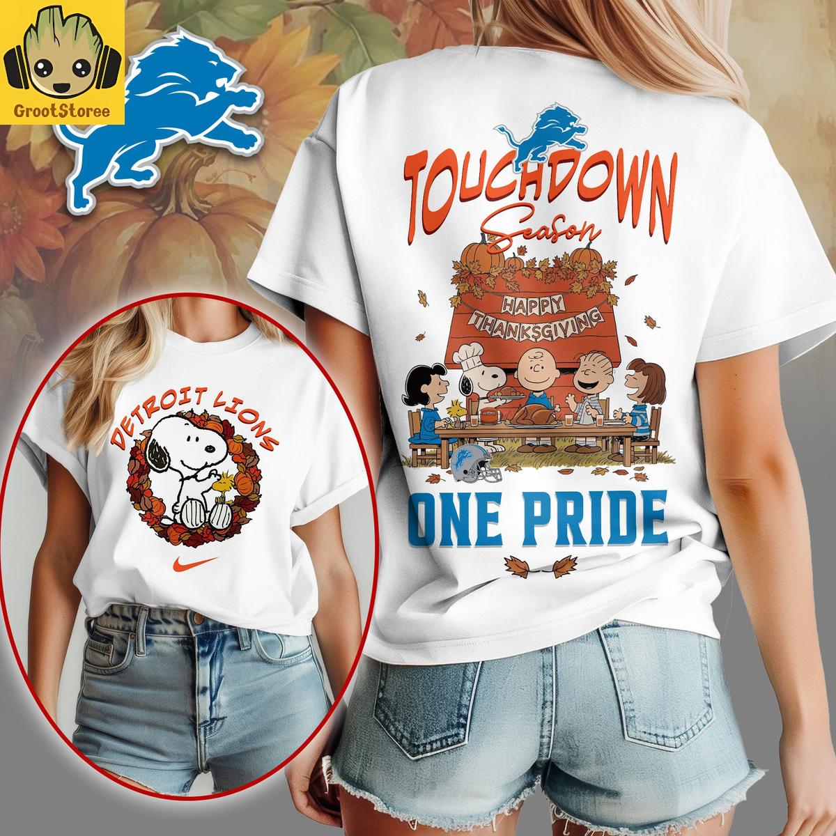 Detroit Lions x Snoopy Peanuts Thanksgiving Touchdown Season Shirt Detroit Lions x Snoopy Peanuts Thanksgiving Touchdown Season Shirt