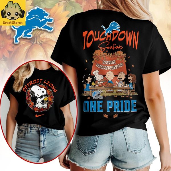 Detroit Lions x Snoopy Peanuts Thanksgiving Touchdown Season Shirt