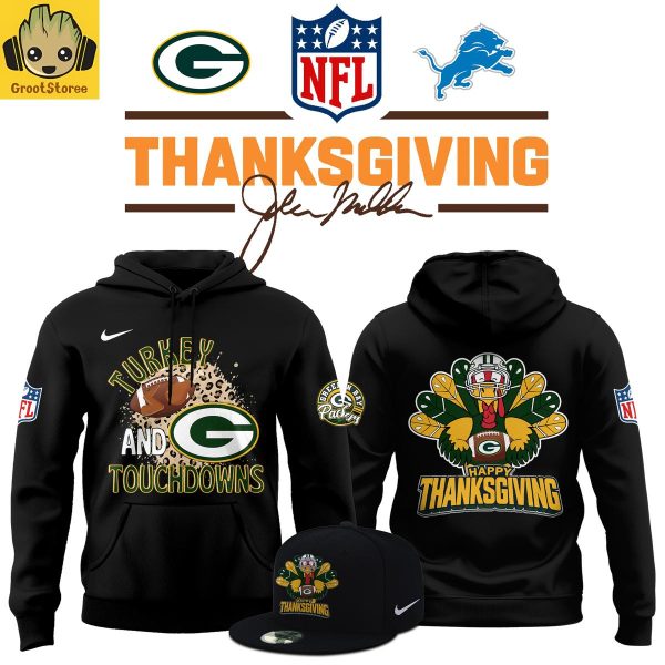 Green Bay Packers Happy Thanksgiving Turkey And Touchdowns Hoodie Shirt