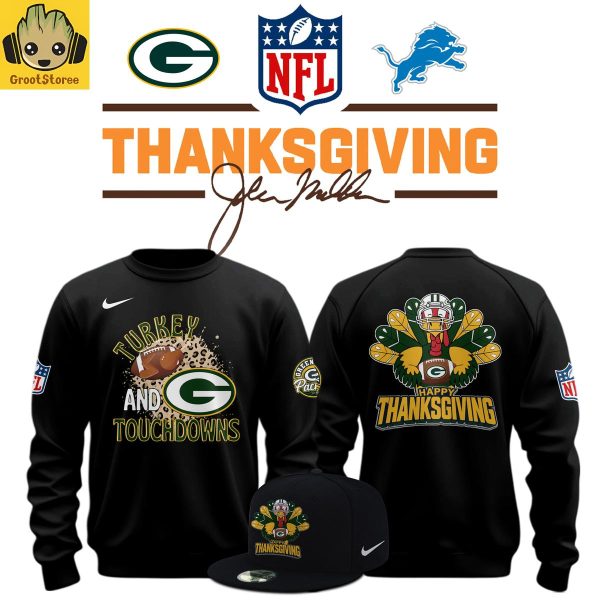 Green Bay Packers Happy Thanksgiving Turkey And Touchdowns Hoodie Shirt