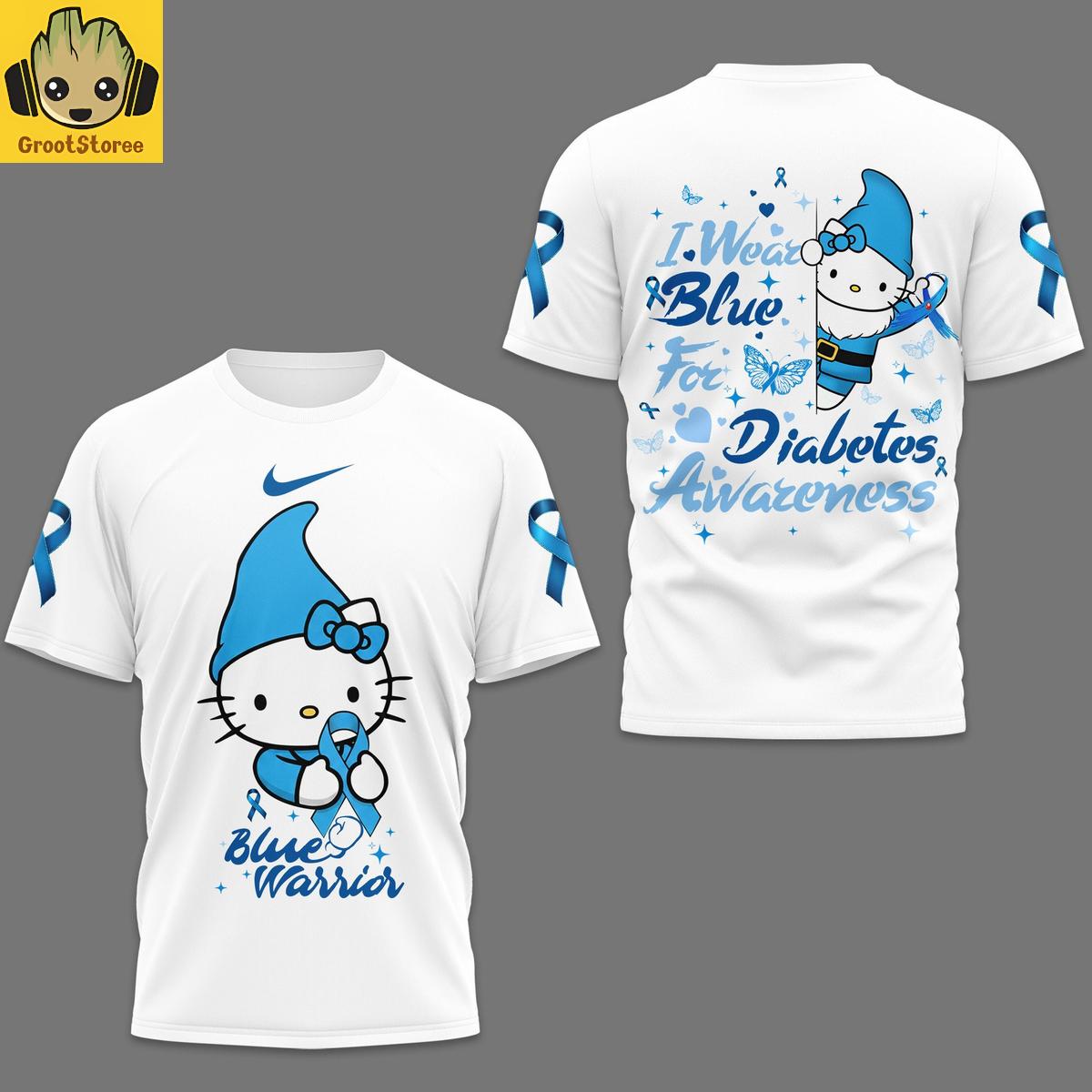 Hello Kitty I Wear Blue For Diabetes Awareness White Shirt Hello Kitty I Wear Blue For Diabetes Awareness White Shirt