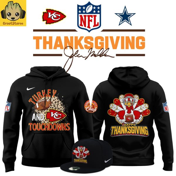 Kansas City Chiefs Happy Thanksgiving Turkey And Touchdowns Hoodie Shirt