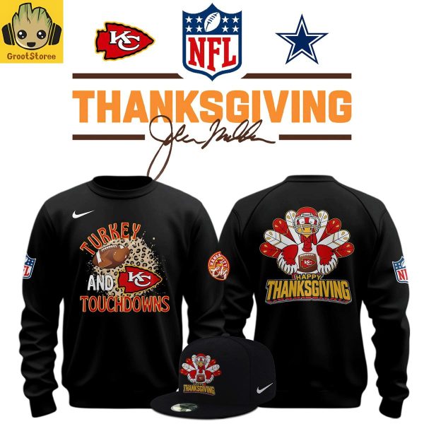 Kansas City Chiefs Happy Thanksgiving Turkey And Touchdowns Hoodie Shirt