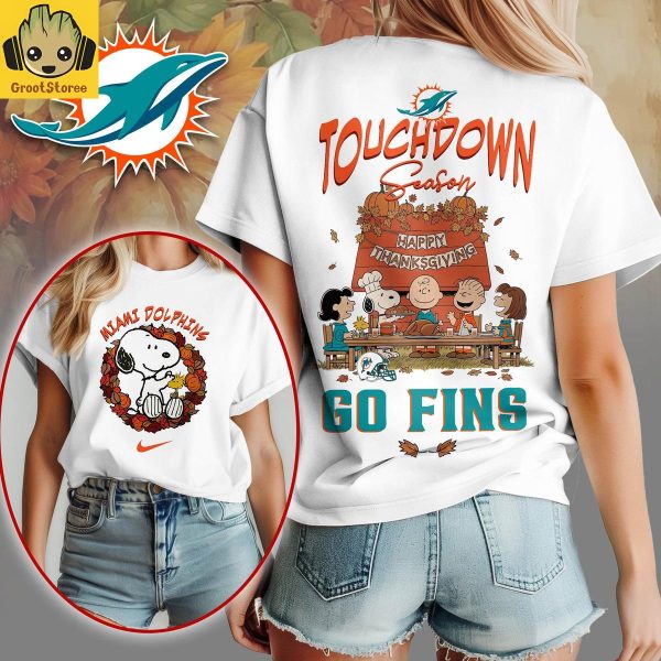 Miami Dolphins x Snoopy Peanuts Thanksgiving Touchdown Season Shirt