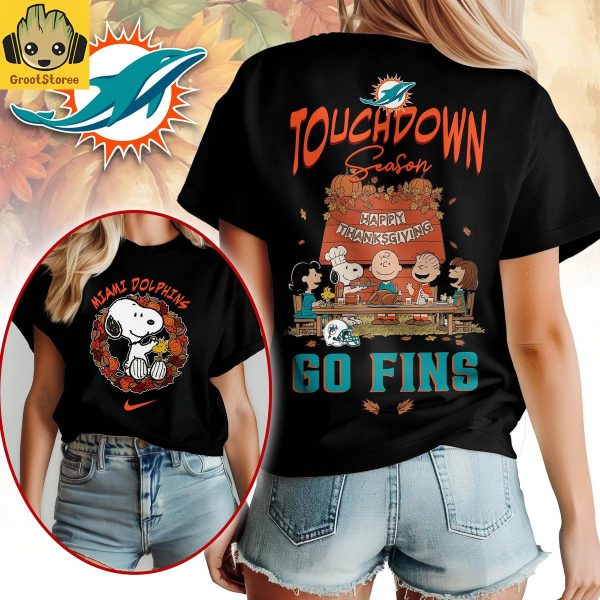 Miami Dolphins x Snoopy Peanuts Thanksgiving Touchdown Season Shirt