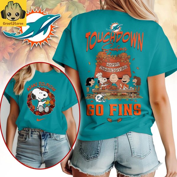Miami Dolphins x Snoopy Peanuts Thanksgiving Touchdown Season Shirt