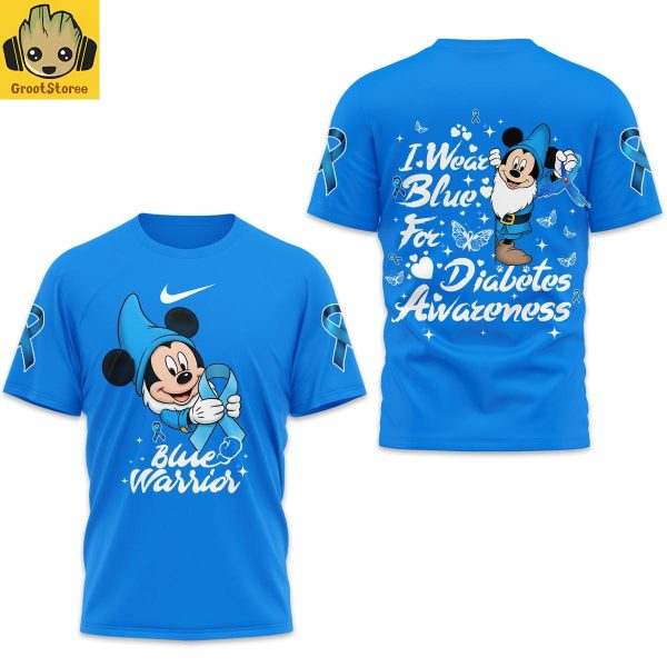 Mickey I Wear Blue For Diabetes Awareness Blue Shirt