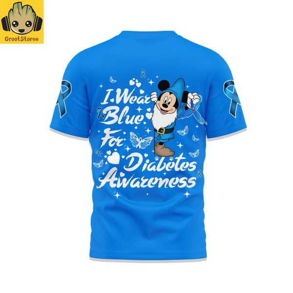 Mickey I Wear Blue For Diabetes Awareness Blue Shirt
