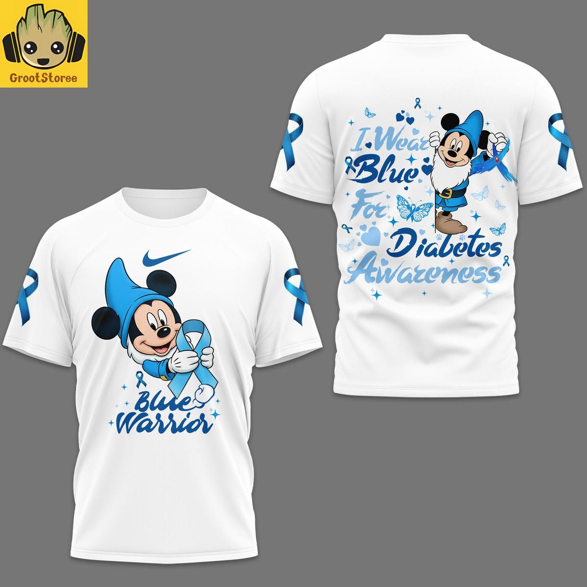 Mickey I Wear Blue For Diabetes Awareness White Shirt Mickey I Wear Blue For Diabetes Awareness White Shirt