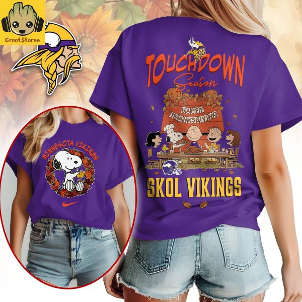 Minnesota Vikings x Snoopy Peanuts Thanksgiving Touchdown Season Shirt
