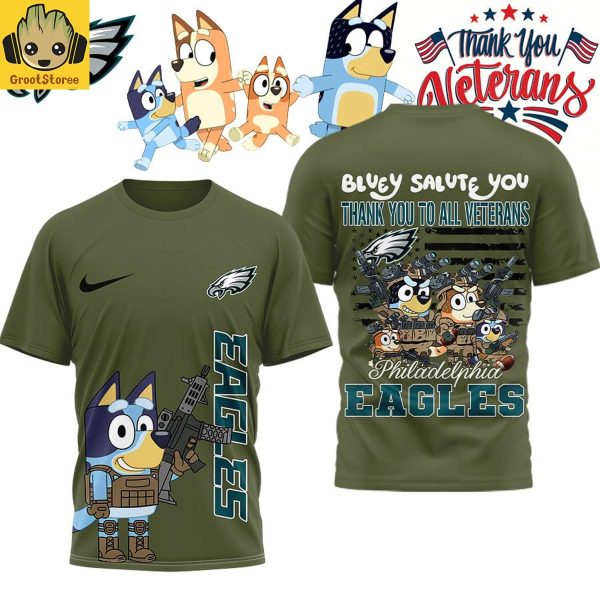 Philadelphia Eagles x Bluey Salute Veterans Shirt