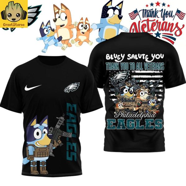 Philadelphia Eagles x Bluey Salute Veterans Shirt