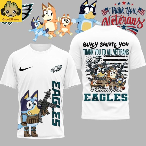 Philadelphia Eagles x Bluey Salute Veterans Shirt