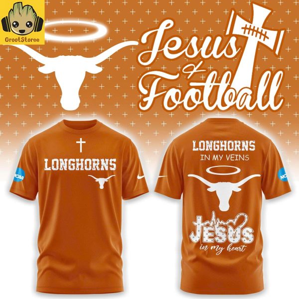 Texas Longhorns Jesus And Football In My Heart Hoodie Shirt