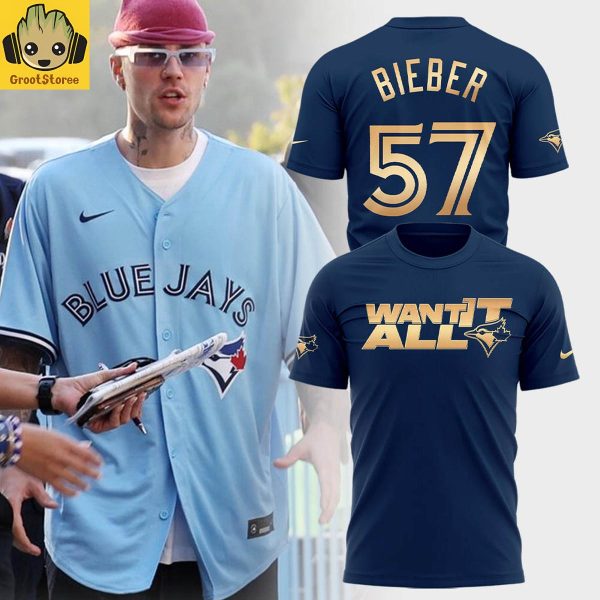 Toronto Blue Jays x Justin Bieber Want It All Navy Shirt