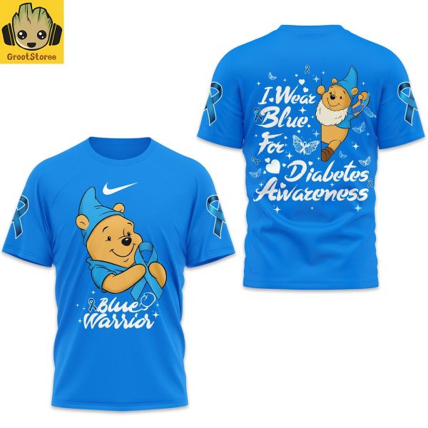 Winnie The Pooh I Wear Blue For Diabetes Awareness Blue Shirt