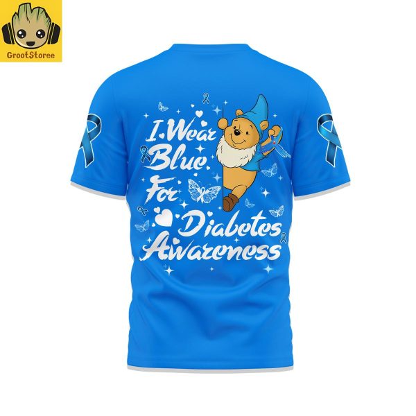 Winnie The Pooh I Wear Blue For Diabetes Awareness Blue Shirt