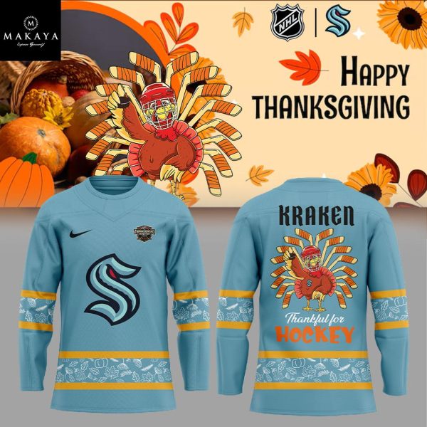 Seattle Kraken Happy Thanksgiving 2025 Hockey Jersey