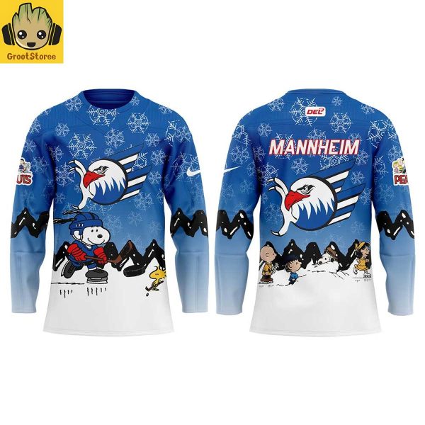 Adler Mannheim x Snoopy and Peanuts Christmas Hockey Jersey