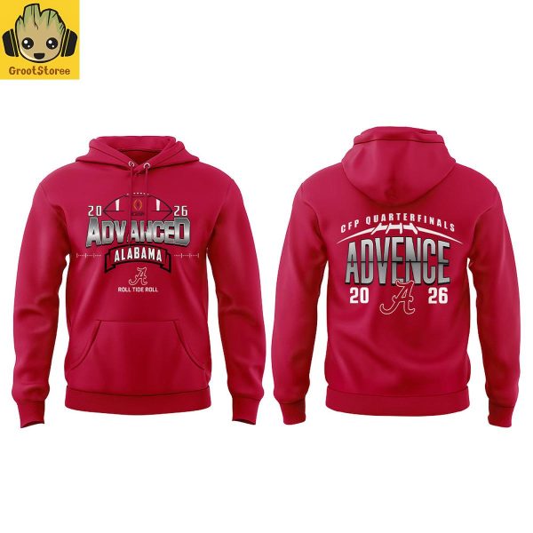 Alabama Crimson Tide Advance To The CFP Quarterfinals 2026 Red Hoodie T Shirt