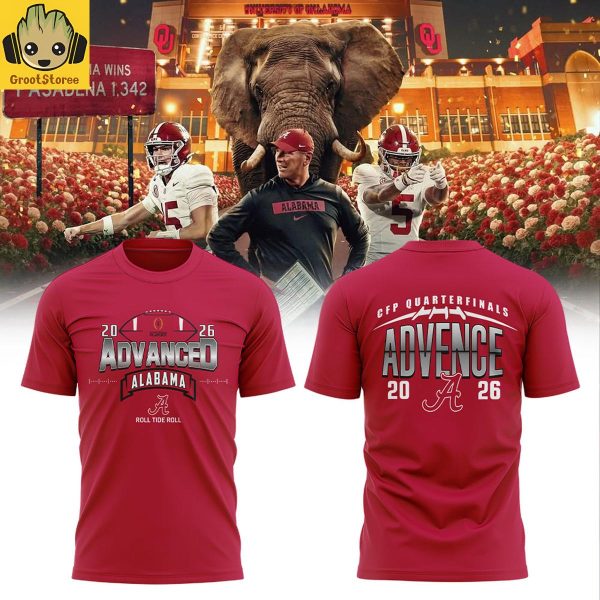 Alabama Crimson Tide Advance To The CFP Quarterfinals 2026 Red Hoodie T Shirt