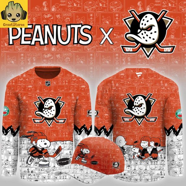 Anaheim Ducks Peanuts Celebrating Christmas Jersey
