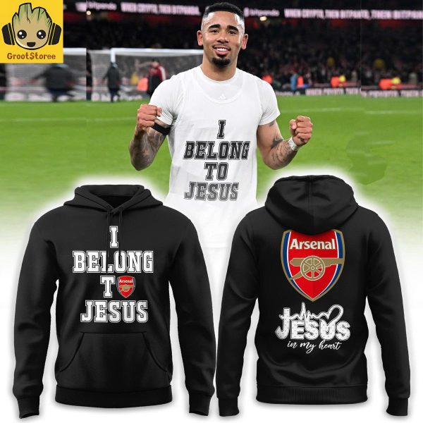 Arsenal Gabriel Jesus Iconic Celebration I Belong To Jesus Black Hoodie T Shirt