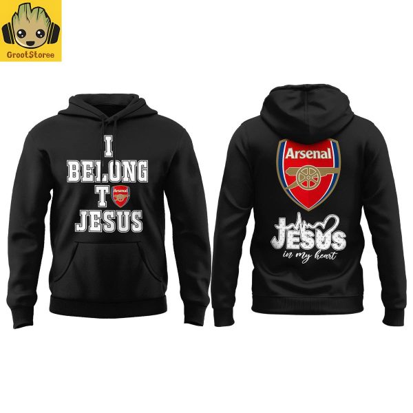 Arsenal Gabriel Jesus Iconic Celebration I Belong To Jesus Black Hoodie T Shirt