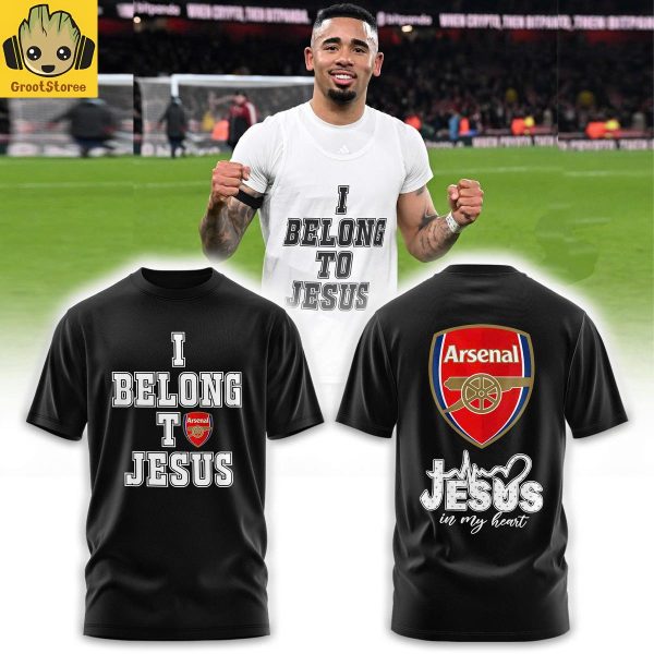 Arsenal Gabriel Jesus Iconic Celebration I Belong To Jesus Black Hoodie T Shirt