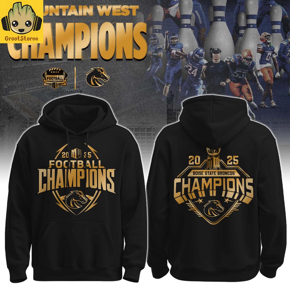 Boise State Broncos Mountain West Champions 2025 Hoodie Boise State Broncos Mountain West Champions 2025 Hoodie