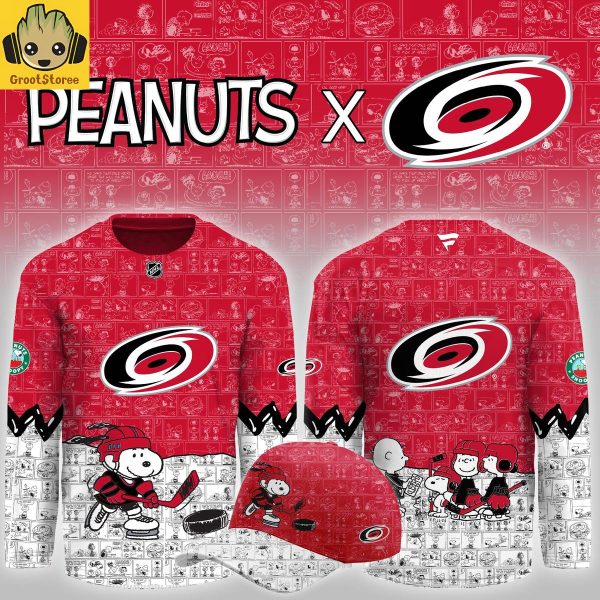 Carolina Hurricanes Peanuts Celebrating Christmas Jersey