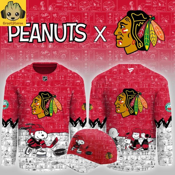 Chicago Blackhawks Peanuts Celebrating Christmas Jersey