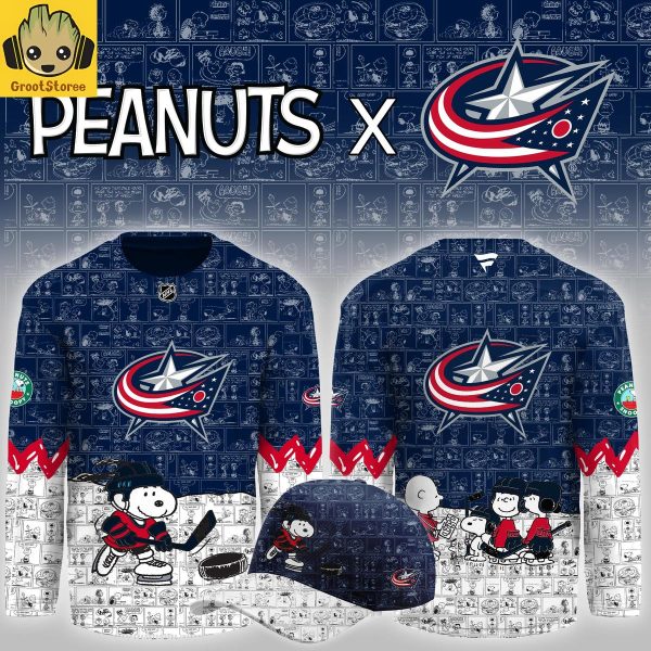 Columbus Blue Jackets Peanuts Celebrating Christmas Jersey