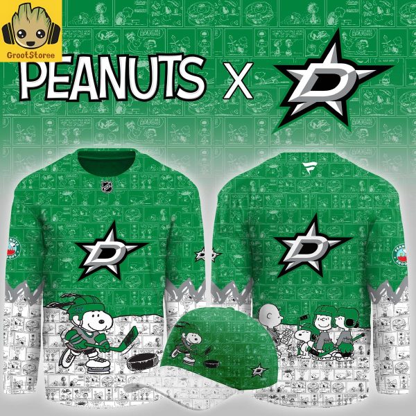 Dallas Stars Peanuts Celebrating Christmas Jersey