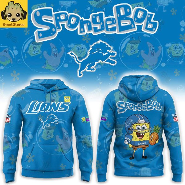 Detroit Lions x SpongeBob SquarePants Funny Detail 2025 Hoodie