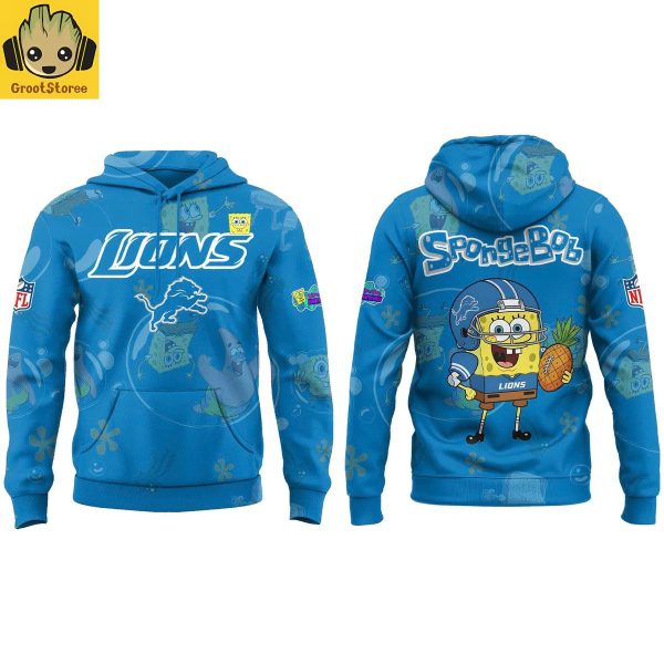 Detroit Lions x SpongeBob SquarePants Funny Detail 2025 Hoodie