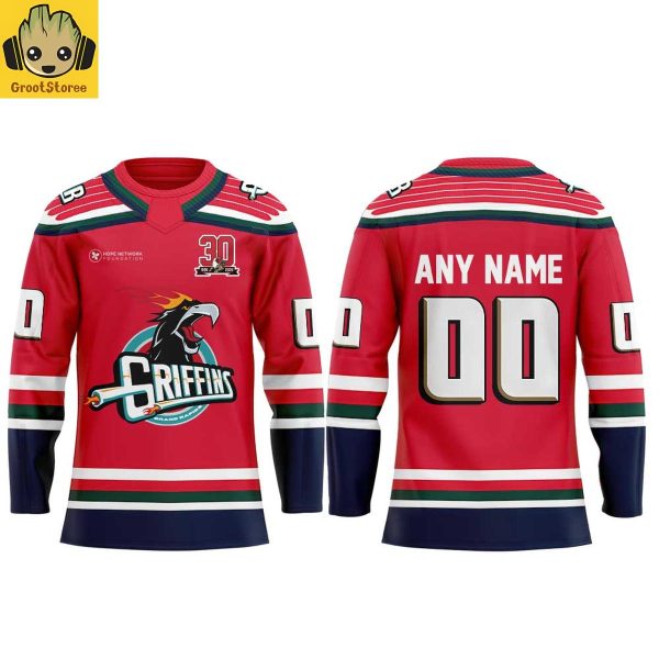 Grand Rapids Griffins Hat tricks and Hoops Night Personalized Red Hockey Jersey