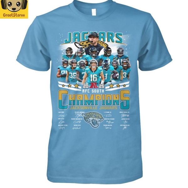 Jacksonville Jaguars AFC South Champions 2025 Blue T-Shirt