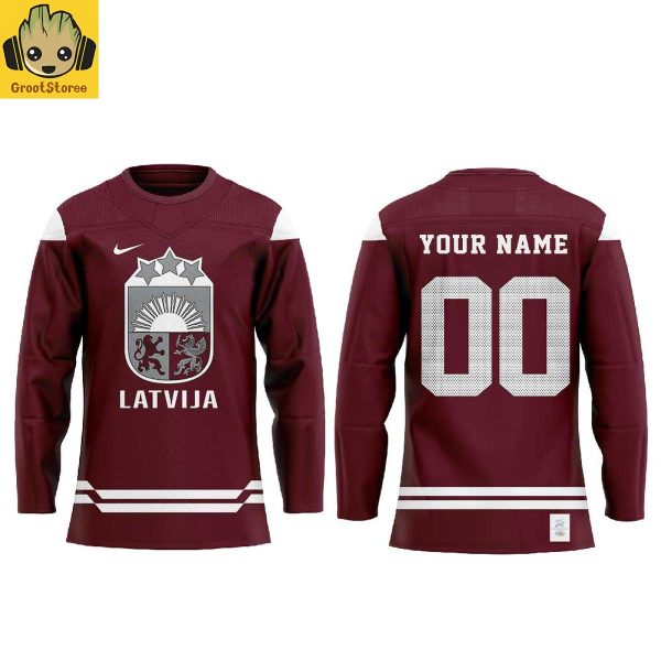 Latvijas Hokeja Federacija 2026 Winter Olympics Personalized Red Hockey Jersey