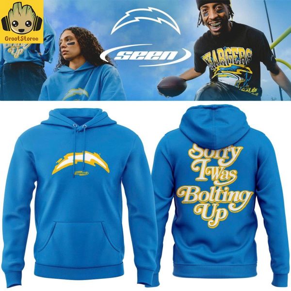Los Angeles Chargers 2025 Sorry I Was Bolting Up Blue Hoodie